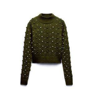 Knit Open Back Pearly Sweater